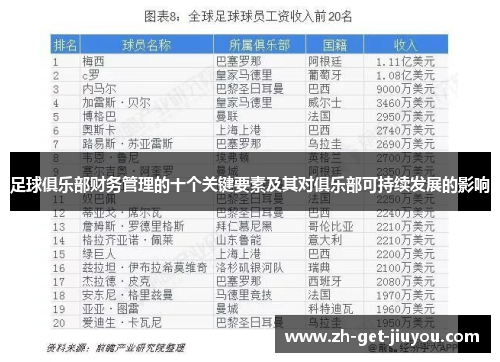 足球俱乐部财务管理的十个关键要素及其对俱乐部可持续发展的影响